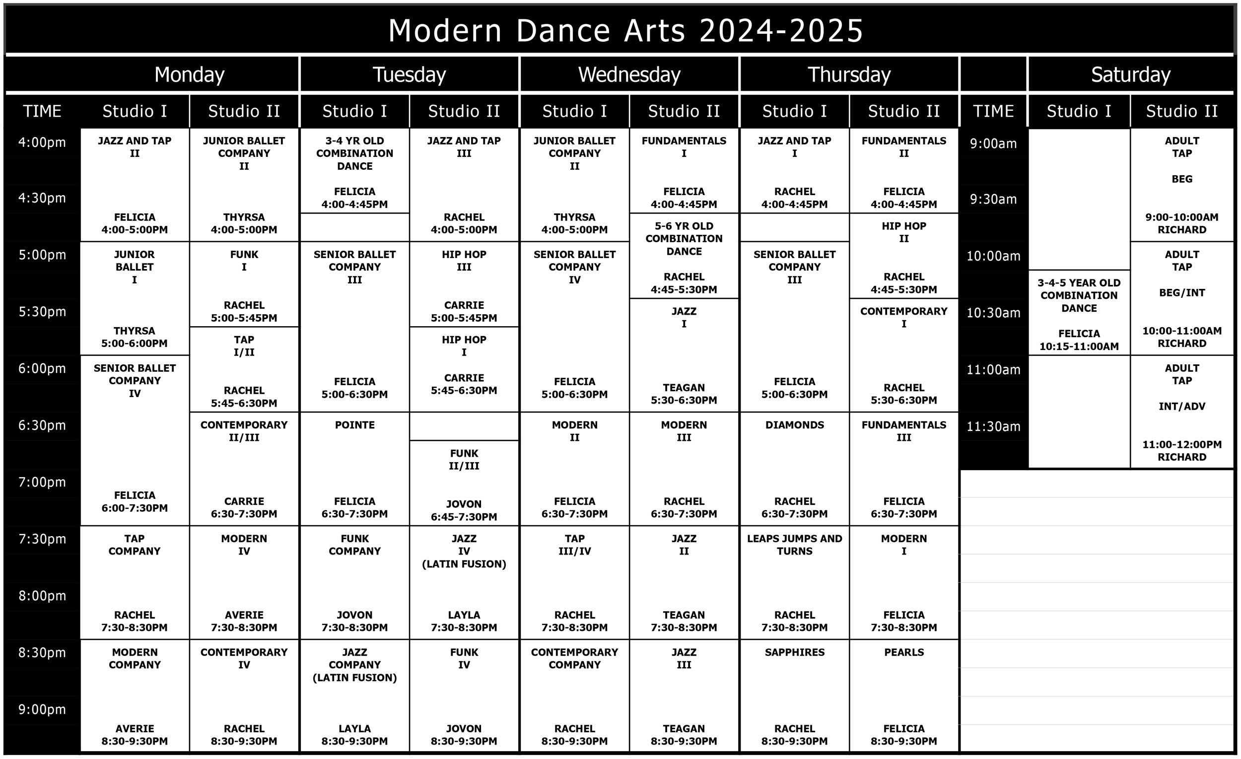 Class Schedule